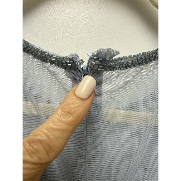 Mac Duggal Size 14 Blue 5619 Sequins  Beaded Illusion Neck Formal Gown 5619 Prom - Picture 14 of 16